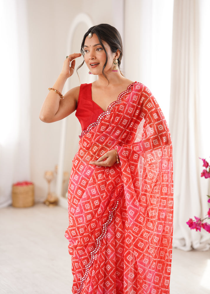 Georgette Bandhani Printed Saree