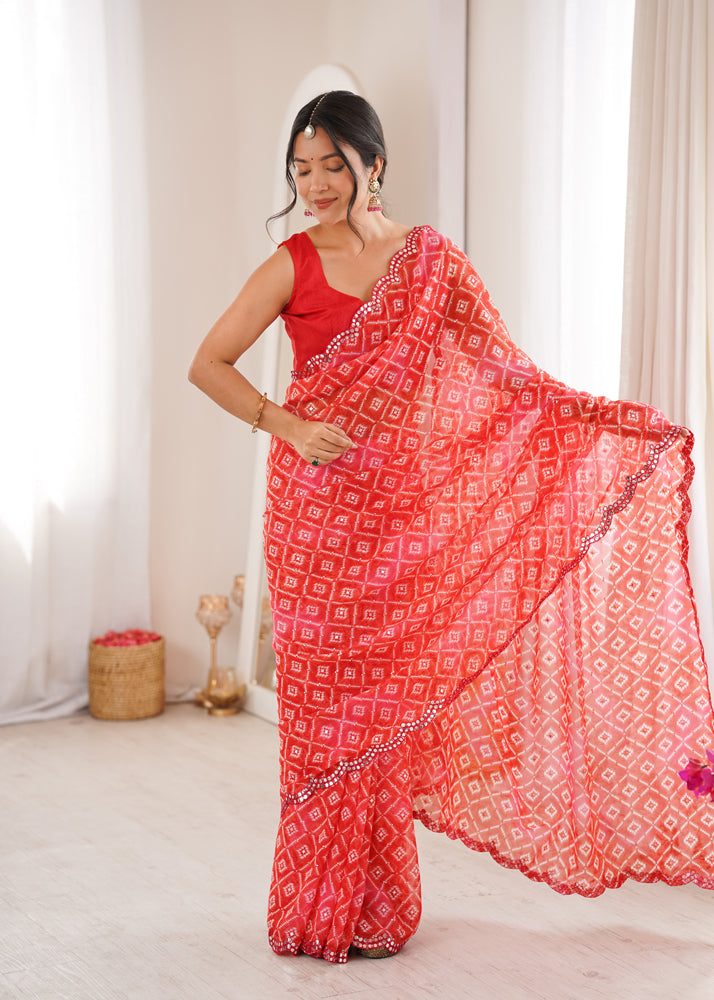 Georgette Bandhani Printed Saree