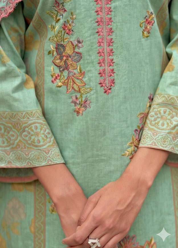 Lawn Cotton Print With Embroidery Dress Material