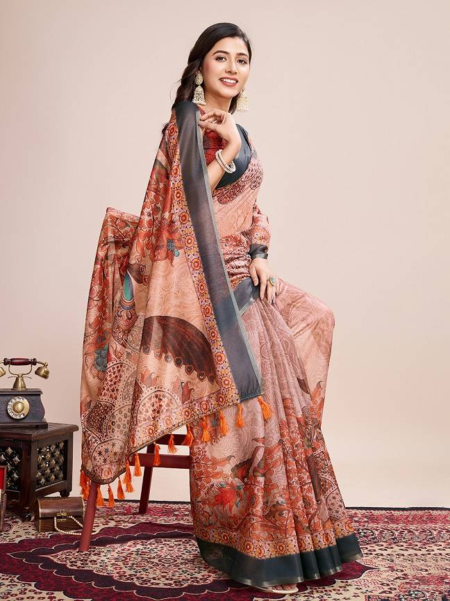 Digital Printed Linen Saree