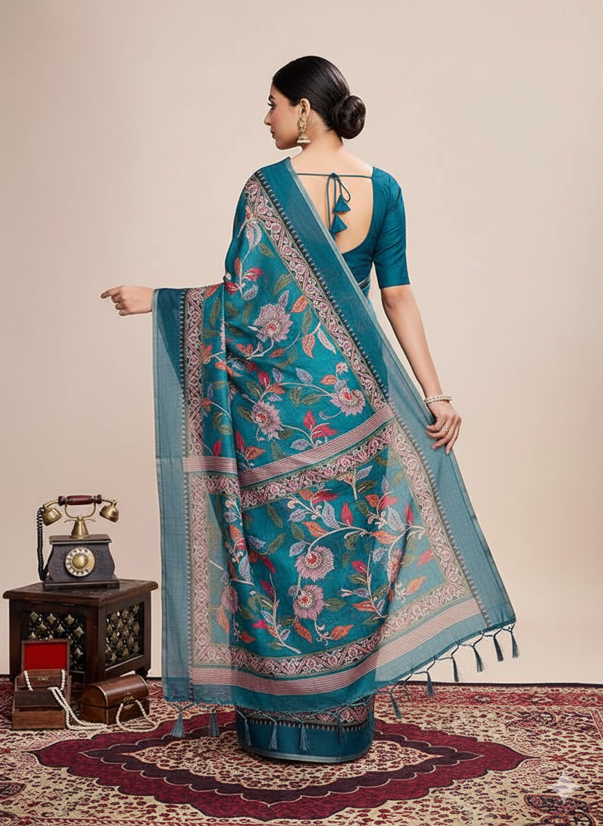 Digital Printed Linen Saree