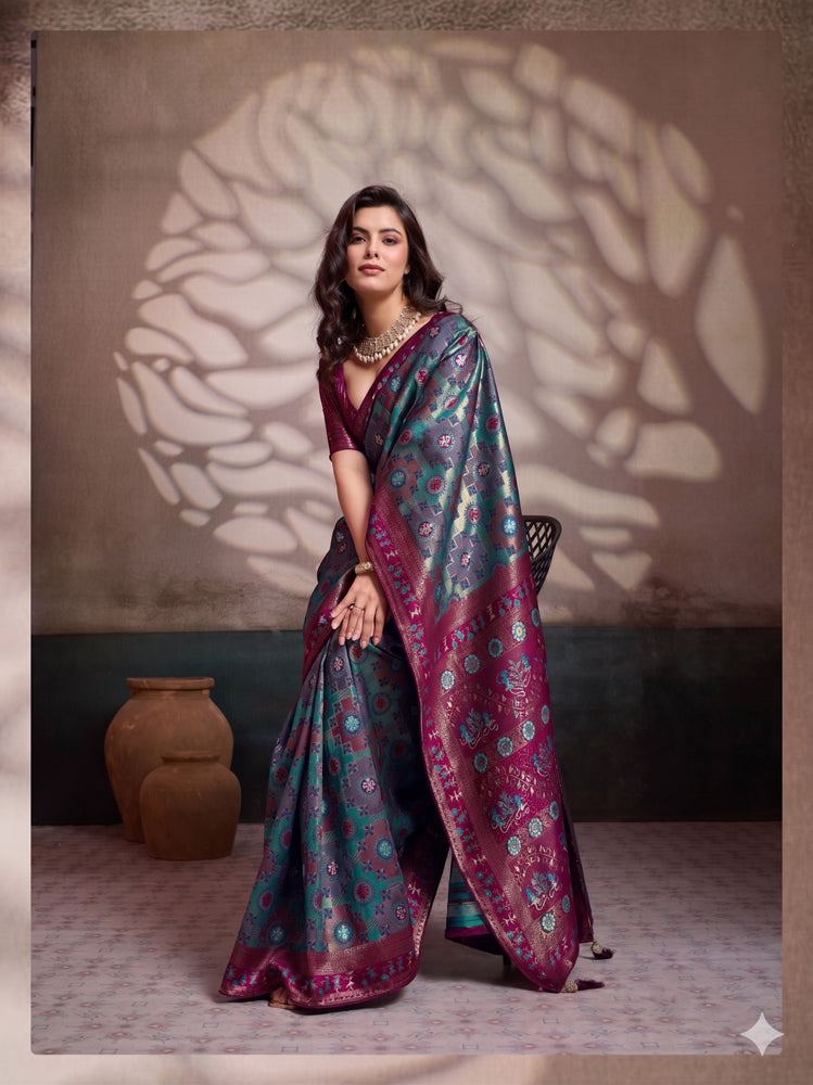 Soft Silk Meenakari Work Saree