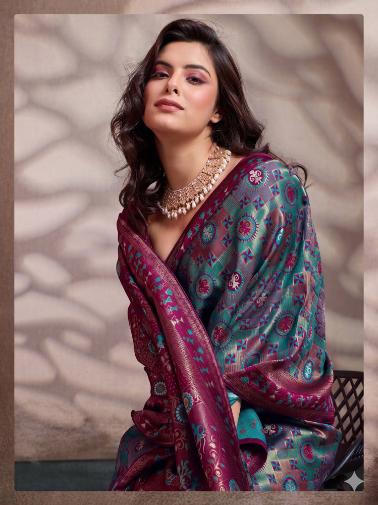 Soft Silk Meenakari Work Saree