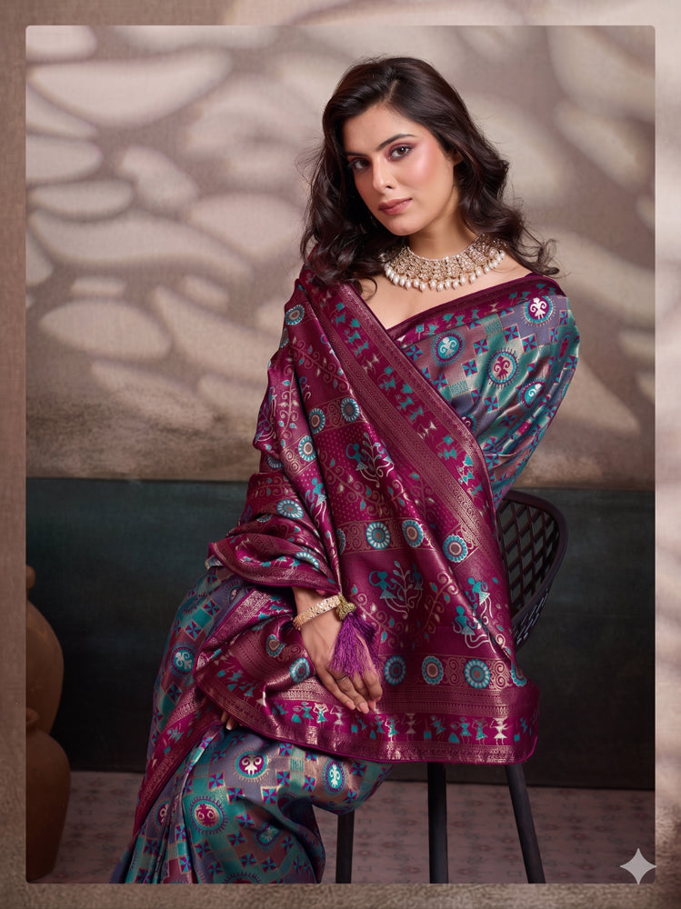 Soft Silk Meenakari Work Saree