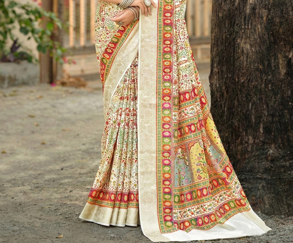 Viscose Bright Moss Foil Saree
