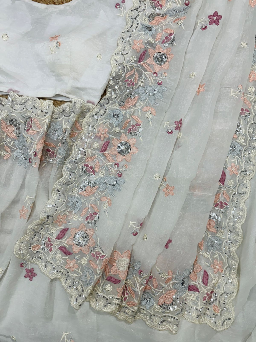 Soft Crunchy Silk Saree with Multi Embroidery Work