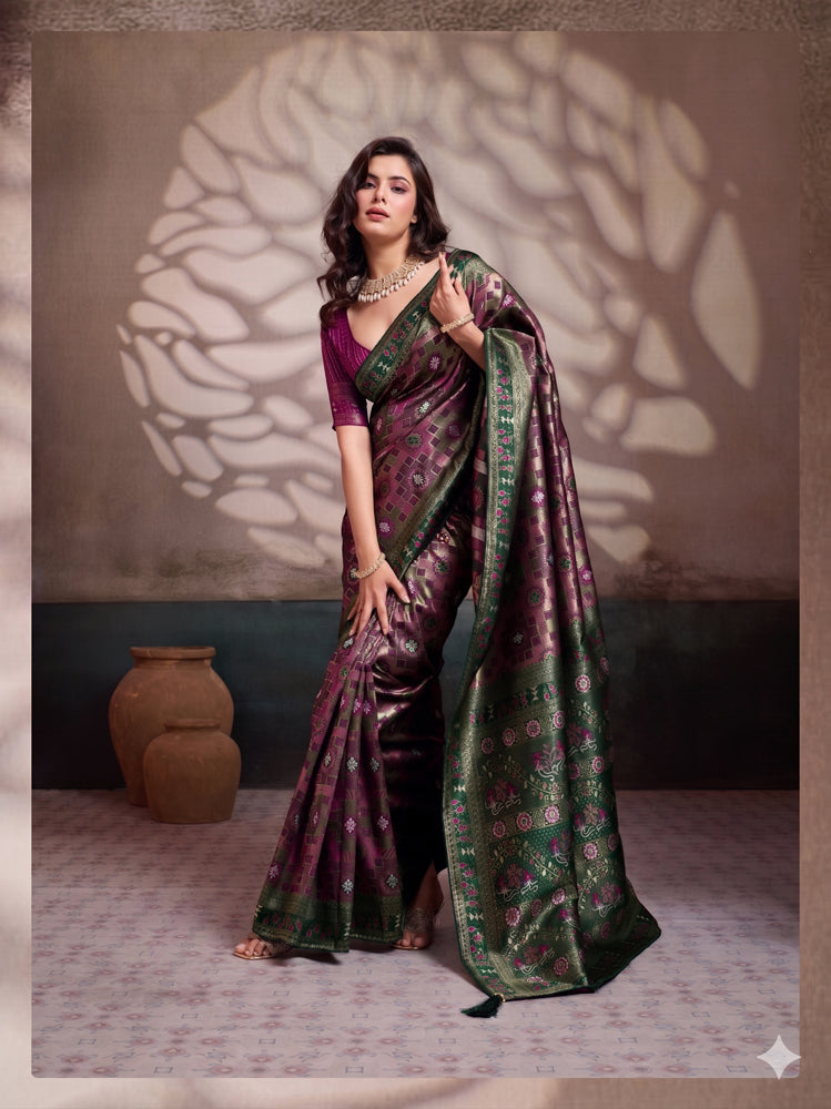 Soft Silk Meenakari Work Saree