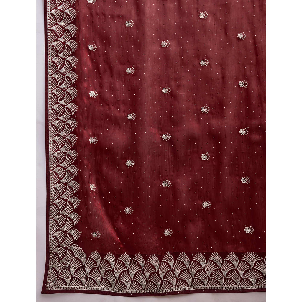 Embroidered Tussar Silk Saree
