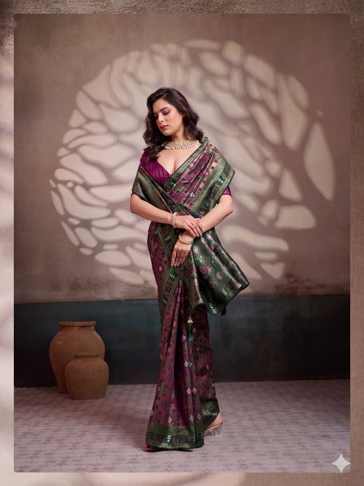 Soft Silk Meenakari Work Saree