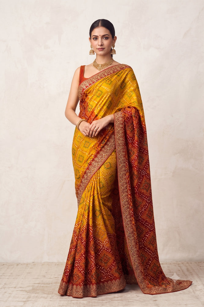 Chinon Silk Bandhani Print Saree