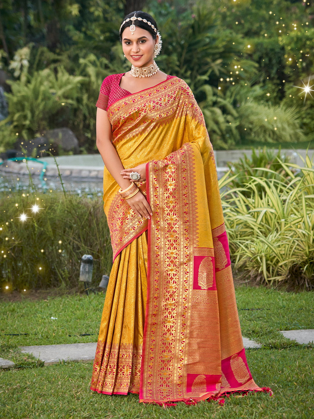 Woven Kanjivaram Silk Saree With Tassels