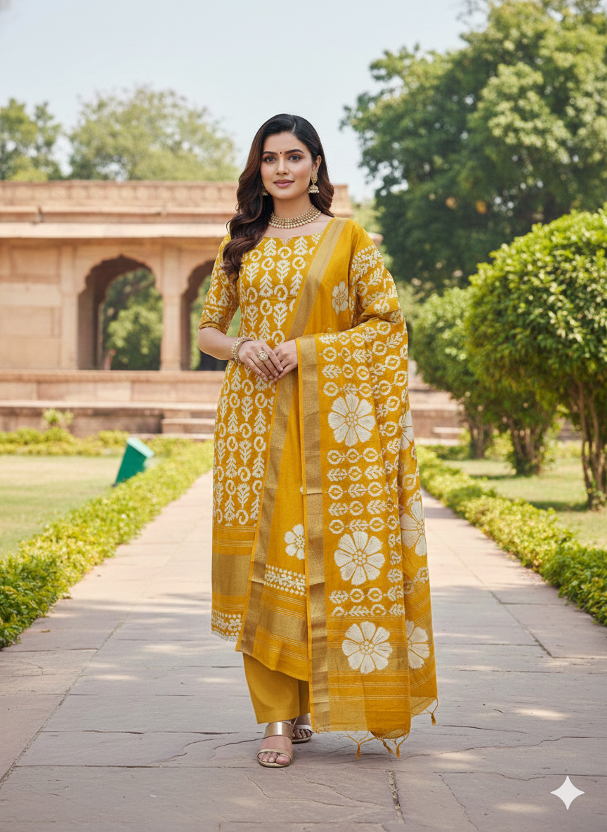 Gaji Silk Batik Printed Dress Material