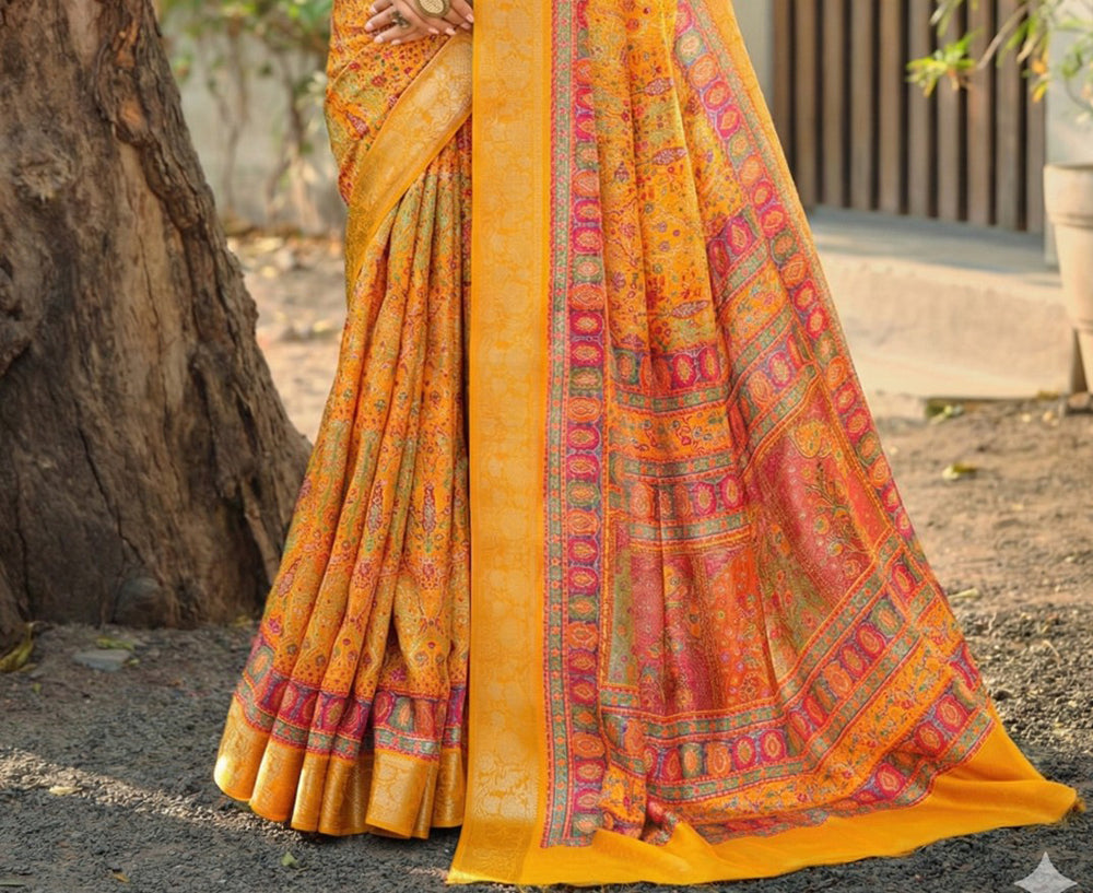 Viscose Bright Moss Foil Saree